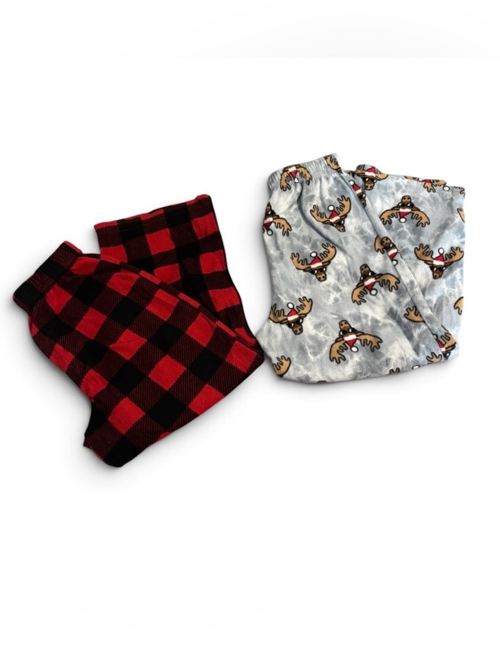Cuddl Duds Kids Red & Gray Holiday Pajama Set - Buffalo Plaid and Reindeer